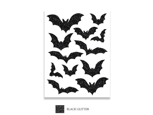 Brokatowe naklejki Nietoperze na Halloween - 1 szt.