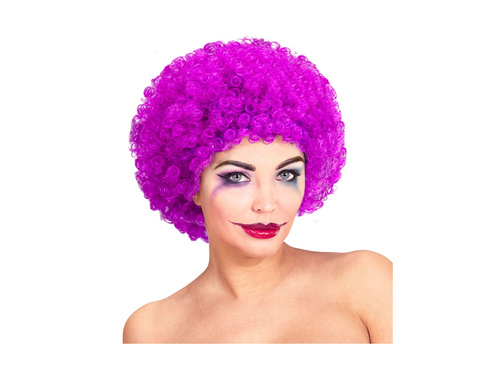 Kręcona peruka klauna fioletowa włosy afro