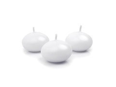 Świeca dysk pływający mat, 40mm, biała, 1 szt