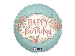 Balon foliowy Happy Birthday Vintage - 46 cm - 1 szt.