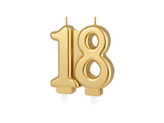 Świeczka na 18-tkę złota - 7,5 cm - 1 szt.