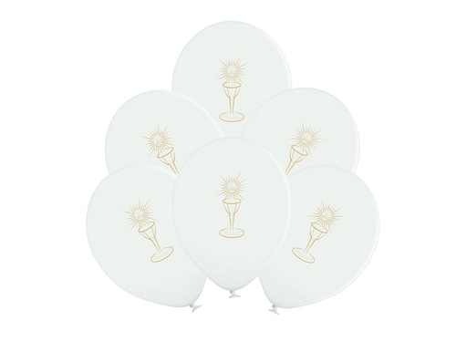 Balony z nadrukiem na Pierwszą Komunię Świętą kielich - bardzo duże - 36 cm - 50 szt.