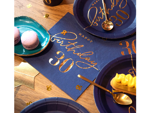 Serwetki na trzydzieste urodziny granatowe - 33 cm - 10 szt.