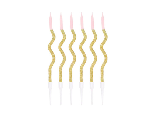 Świeczki urodzinowe spiralne złoto-różowe - 6 szt.