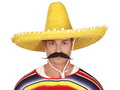 Sombrero meksykańskie żółte z pomponikami - 60 cm - 1 szt.