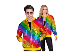 Imprezowa cekinowa kurtka - bomberka - tęczowa