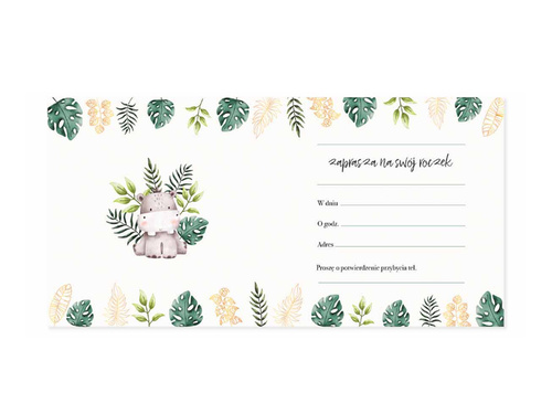 Zaproszenia na roczek Safari - 5 szt.