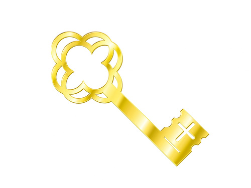 Klucz do wróżb z wosku złoty - 27 cm - 1 szt.