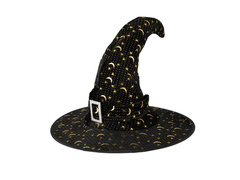 Kapelusz czarownicy w złote gwiazdki - 1 szt.