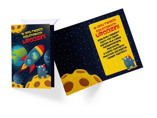 Kartka dziecięca na urodziny Kosmos - 1 szt.