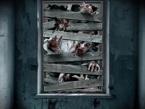Dekoracja na okno Zombie na Halloween - 1 szt.