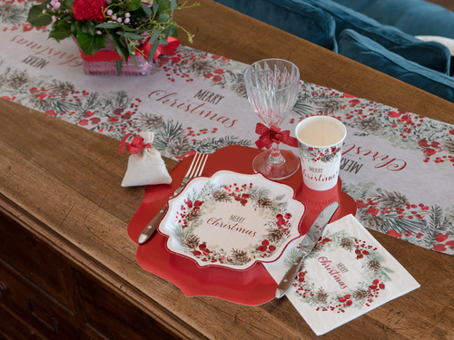Serwetki bożonarodzeniowe Merry Christmas - czerwone - 33 cm - 20 szt.