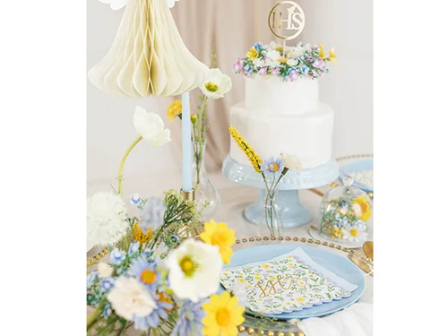 Serwetki komunijne z nadrukiem kwiatów IHS - 33 cm - 20 szt