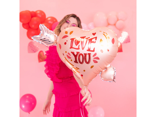 Balon foliowy Serce ze strzałą - 69x54 cm - 1 szt.