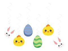 Dekoracja wisząca świderki MIX na Wielkanoc - 6 szt.