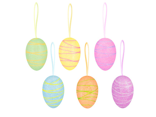 Zawieszki pisanki z brokatem - 6 cm - 6 szt.