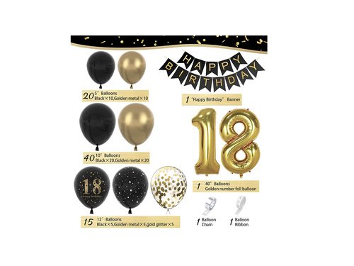 Zestaw balonów do girlandy balonowej na osiemnastkę - 80 szt.
