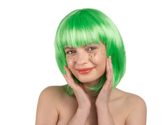 Peruka z grzywką Neonowa Zielona - 1 szt.