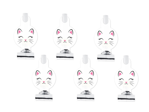 Gwizdki trąbki rozwijane Kotek - 6 szt