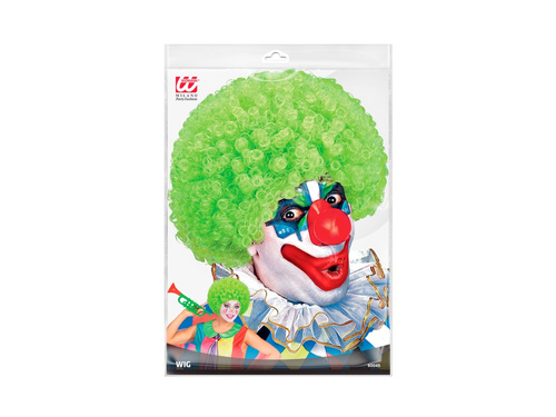 Kręcona peruka klauna zielona włosy afro