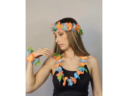 Zestaw hawajski pomarańczowo-niebieski - 4 elementowy