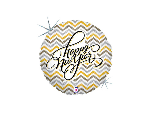 Balon foliowy okrągły Happy New Year - 14" - 1 szt.