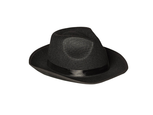 Kapelusz Gangstera czarny z lamówką - 1 szt.
