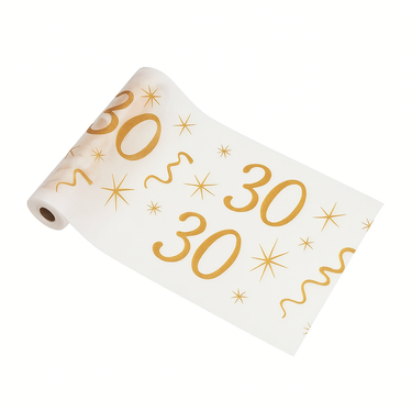 Dekoracja bieżnik na stół z nadrukiem na 30 urodziny - 28 cm x 5 m - 1 szt.