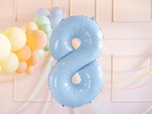 Balon foliowy błękitny cyfra 8 - 72 cm - 1 szt.