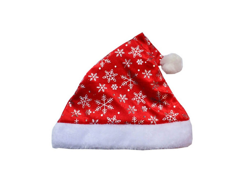 Czapka Mikołaja w śnieżynki - 1 szt.
