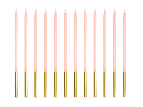 Świeczki urodzinowe różowo-złote - 14 cm - 12 szt.