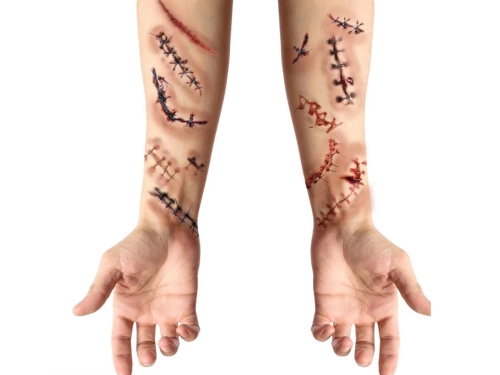 Tatuaże zmywalne Blizny na Halloween - 12 szt.