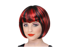Czarno-czerwona peruka Halloween