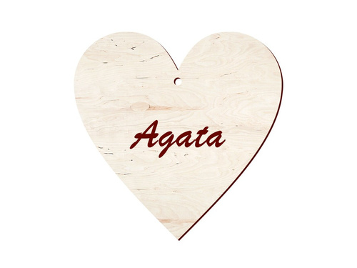 Zawieszka drewniana serce z imieniem na walentynki - 5 cm - 1 szt.