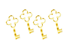 Klucz do wróżb z wosku złoty  - 13 cm - 4 szt.