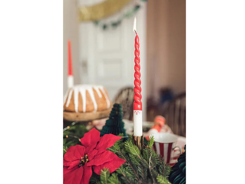 Świece stożkowe Mikołaj czerwone - 25 cm - 2 szt.