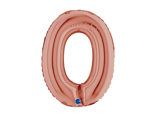 Balon foliowy cyfra 0 złoty róż - 14" - 1 szt.