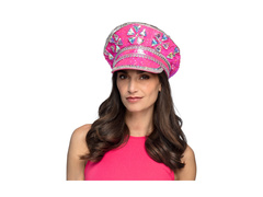 Czapka różowa z brokatem