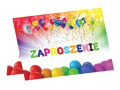 Zaproszenie urodzinowe z balonikami - 6 szt.