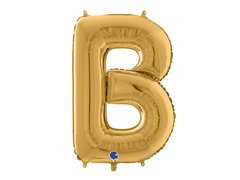 Balon foliowy złota litera B - 66 cm - 1 szt.
