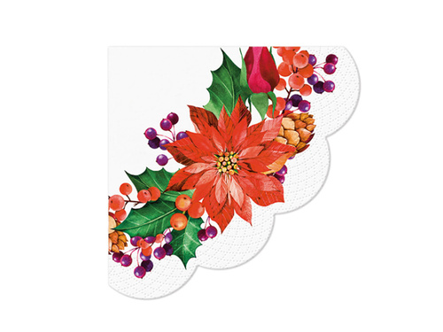 Okrągłe serwetki Poinsecja - 32 cm - 12 szt.