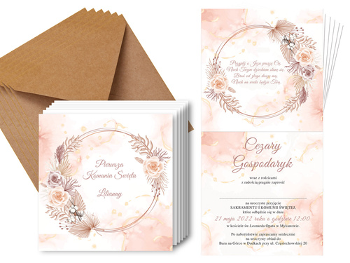 Zaproszenia personalizowane na I Komunię Świętą - 6 szt.