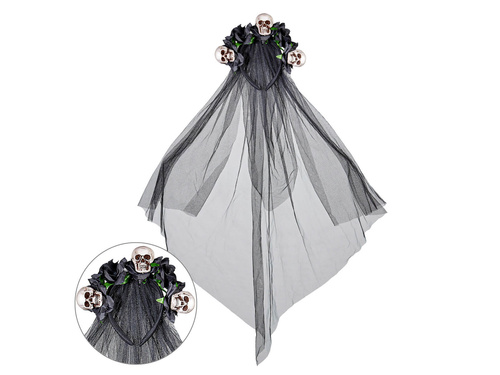 Opaska z welonem i czachami - 1 szt.