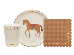 Zestaw kubeczki + talerzyki + serwetki papierowe Konie - 36szt.