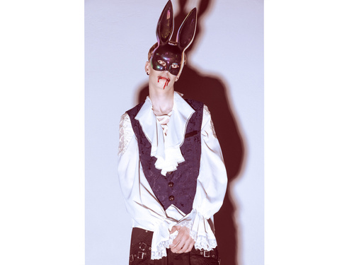 Maska Uszy Królika - czarna - 16.5x34cm - 1 szt.