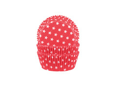 Foremki urodzinowe na babeczki czerwone w białe kropki - 60 szt.