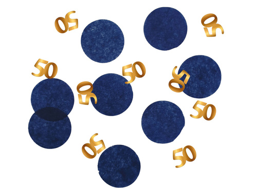 Konfetti urodzinowe na pięćdziesiątkę granatowo-złote - 25 g