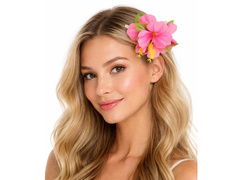 Hawajska przypinka kwiatek różowy - 1 szt.