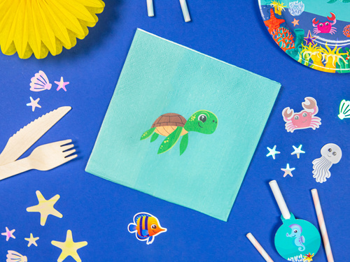 Serwetki urodzinowe Podwodny Świat - 33 cm - 12 szt.