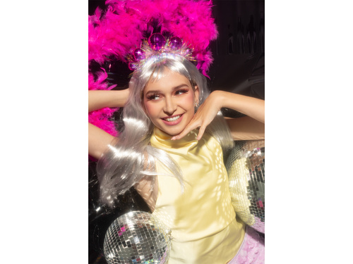 Opaska na głowę Kule Disco różowe - 1 szt.